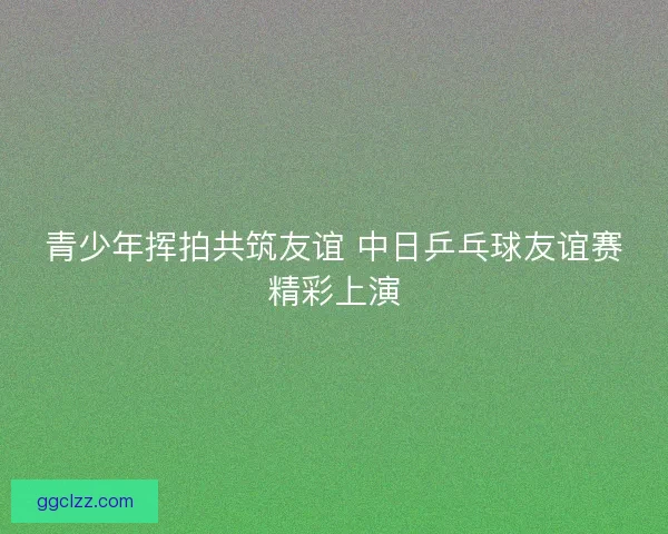 青少年挥拍共筑友谊 中日乒乓球友谊赛精彩上演